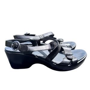 Dansko Julie‎ Strappy Sandals Women's EU 40 9.5 - 10 Black Leather Ankle Strap